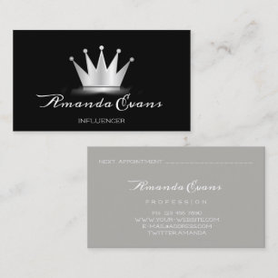 SPA Makeup Artist Silver Crown Royal Princess Appointment Card