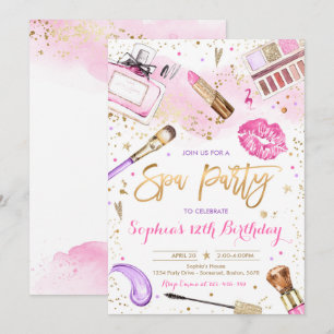 Spa Makeup Birthday Party Blush Pink Glam Party In Invitation