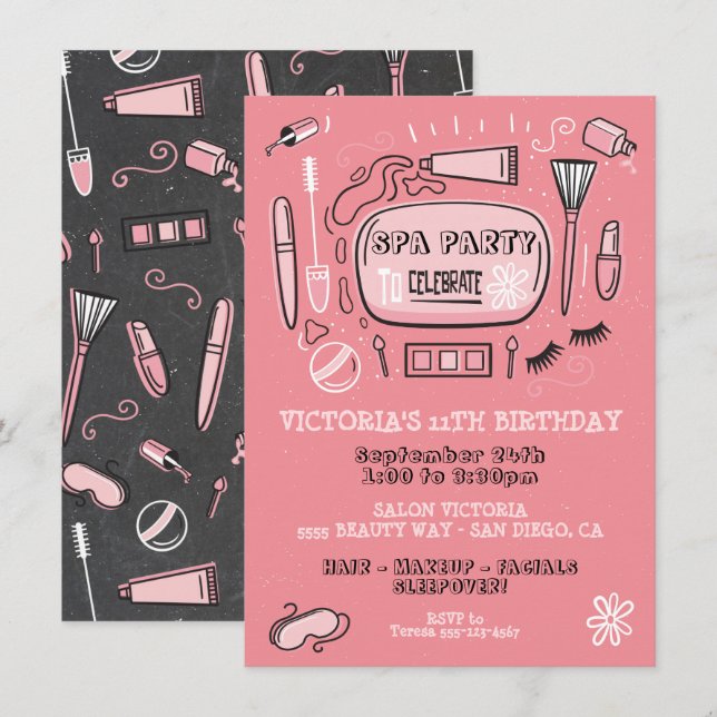 Spa Makeup Birthday Party Invitation (Front/Back)