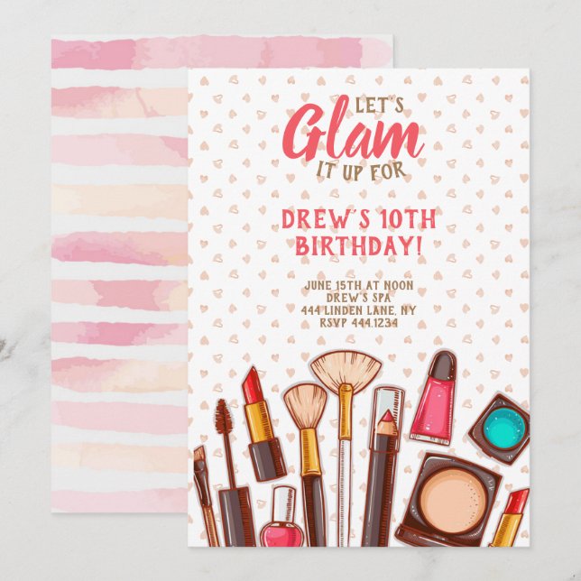 Spa Makeup Birthday Party Invitation (Front/Back)
