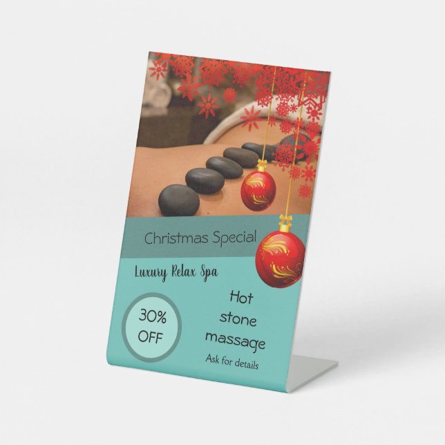 Spa massage discount business Christmas offer Pedestal Sign (Front)