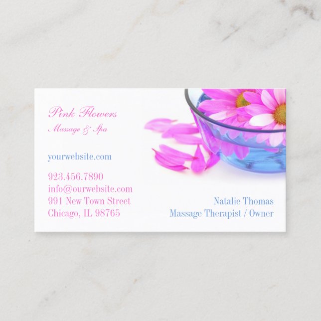 Spa Massage Flowers Business Card (Front)