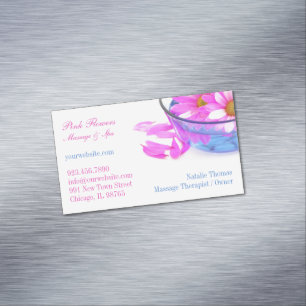 Spa Massage Flowers Magnetic Business Card