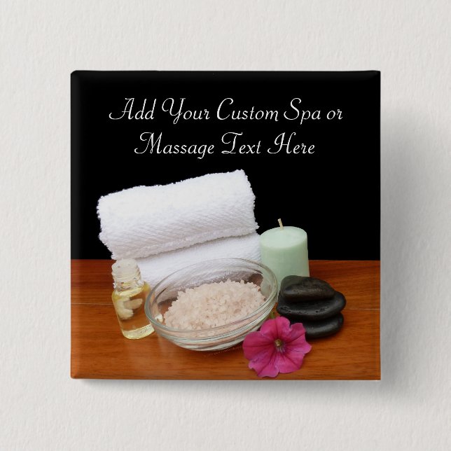 Spa/Massage/Pedicure Salon Scene Black/Colour 15 Cm Square Badge (Front)