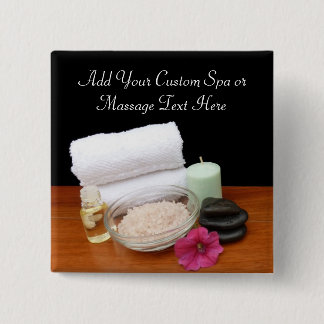 Spa/Massage/Pedicure Salon Scene Black/Colour 15 Cm Square Badge