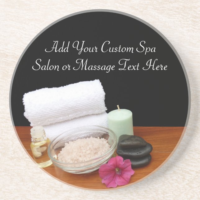 Spa/Massage/Pedicure Salon Scene Black/Colour Coaster (Front)