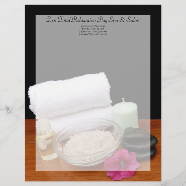 Spa/Massage/Pedicure Salon Scene Black/Colour Customized Letterhead (Front)