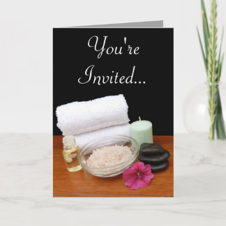 Spa/Massage/Pedicure Salon Scene Black/Colour Invitation