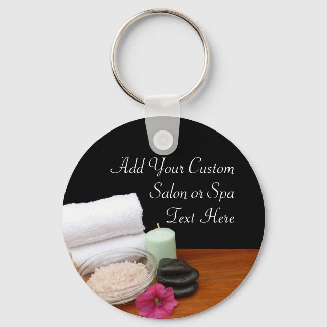 Spa/Massage/Pedicure Salon Scene Black/Colour Key Ring (Front)