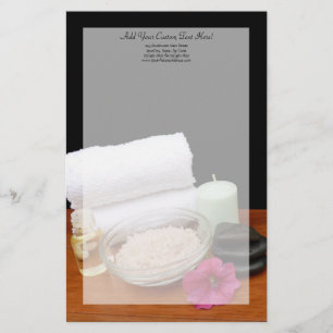 Spa/Massage/Pedicure Salon Scene Black/Colour Stationery