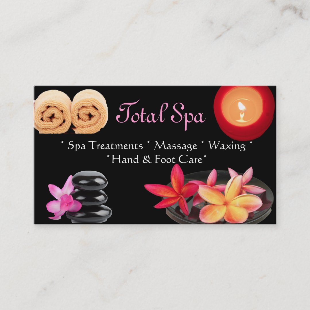 Spa Massage Salon Business Card Black Zazzle 