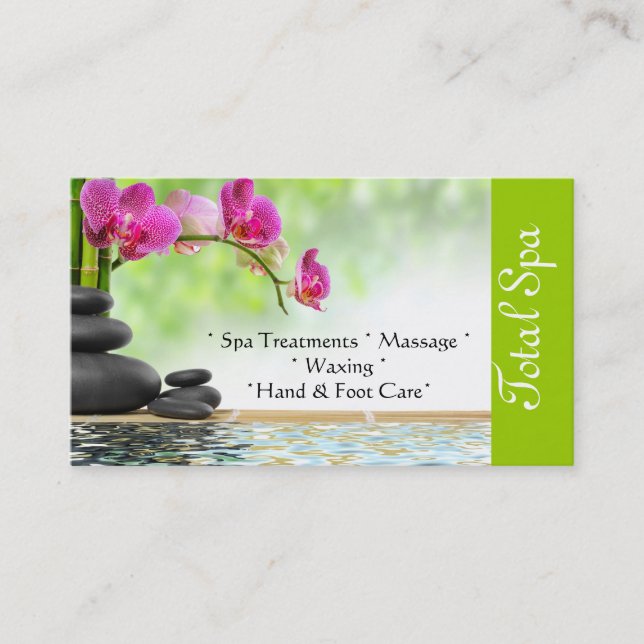 Spa Massage Salon Business Card Green (Front)