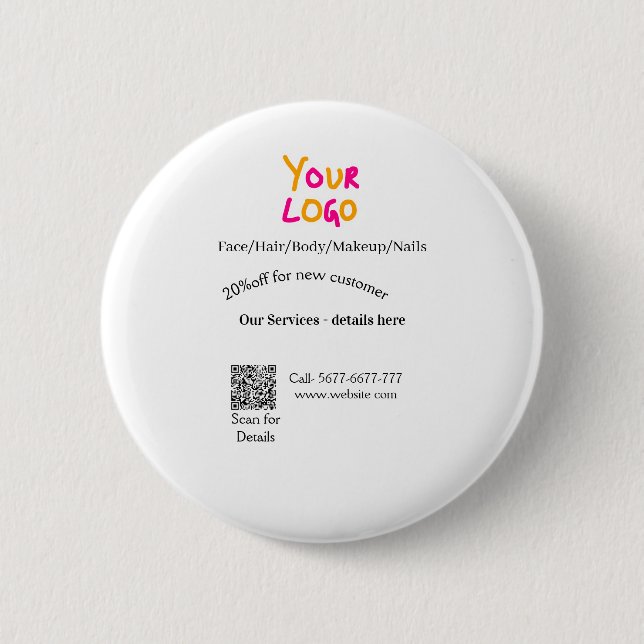 Spa massage salon discount offer services contact  6 cm round badge (Front)