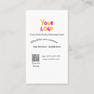 Spa massage salon discount offer services contact  business card