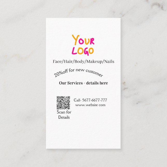 Spa massage salon discount offer services contact  business card (Front)