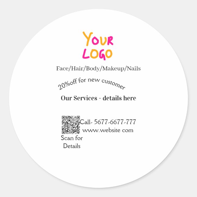 Spa massage salon discount offer services contact  classic round sticker (Front)
