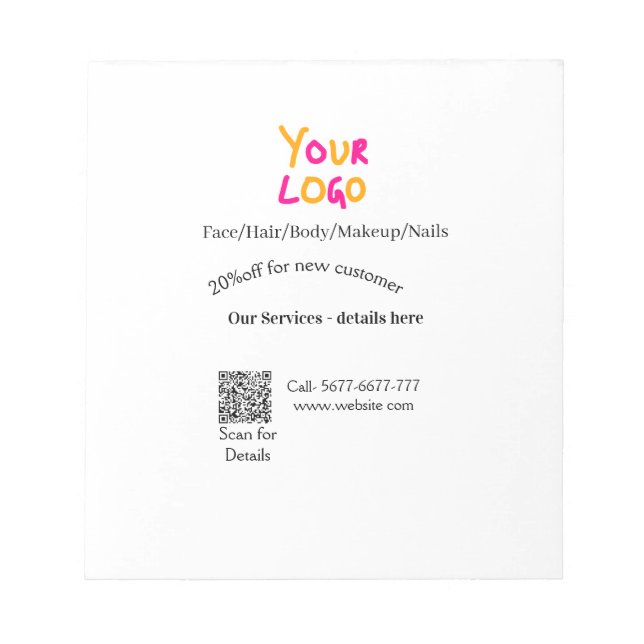 Spa massage salon discount offer services contact  notepad (Front)