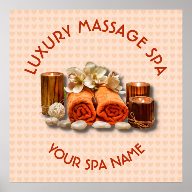 Spa Massage Therapy Salon Candle Stone With Name Poster (Front)