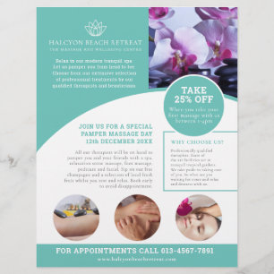 Spa massage wellness centre aqua promo flyer