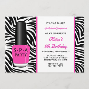 Spa Nail Polish Birthday Invitations