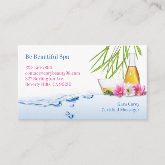 Spa Natural Wellness Business Card (Front)