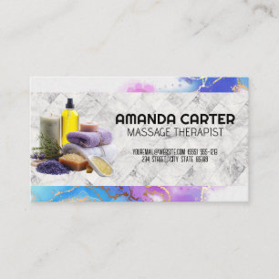 Spa Oils Herbs Bath Salts Watercolor Marble Business Card