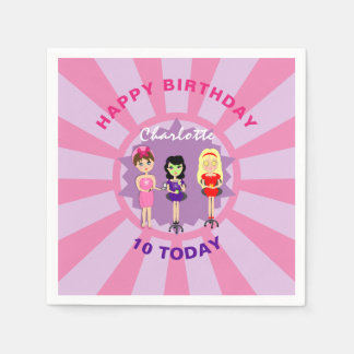 Spa Pamper Girly Kids Cute Happy Birthday Party Napkin