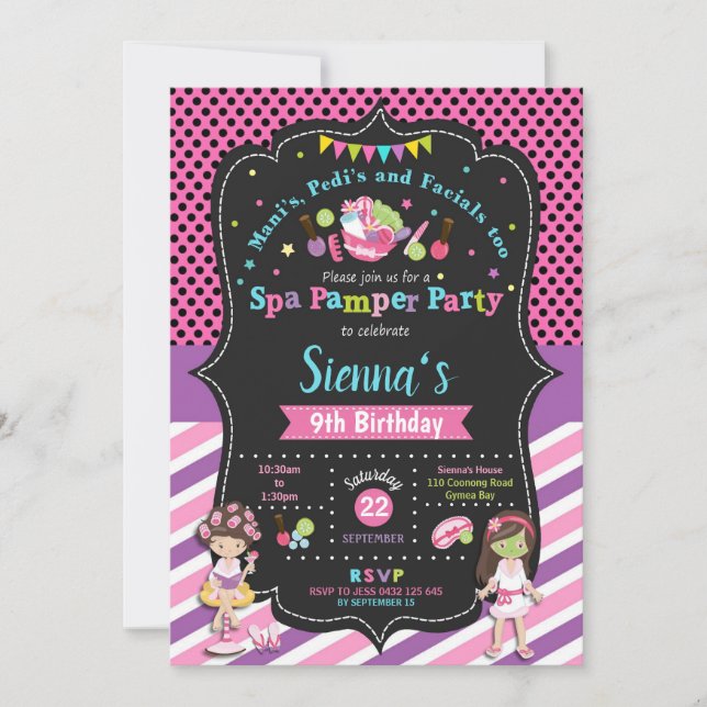Spa Pamper Party Birthday Invitations Girls (Front)