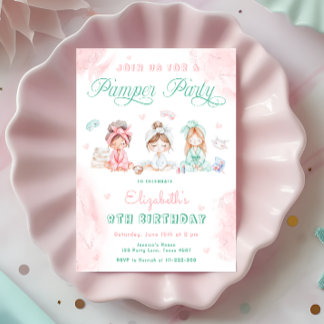 Spa Pamper Party Girl Birthday Invitation