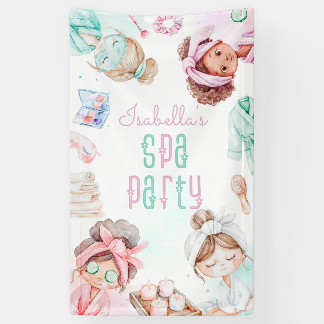 Spa party Birthday Banner (Vertical)