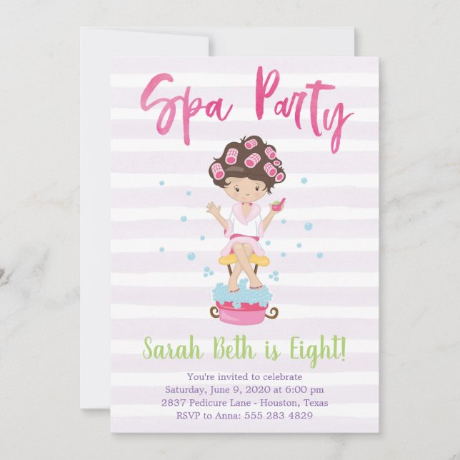 Spa Party Birthday Invitation (Front)