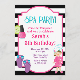 Spa Party Birthday Invitation 5x7 Card