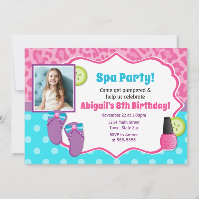 Spa Party Birthday Invitation Pamper Party (Front)