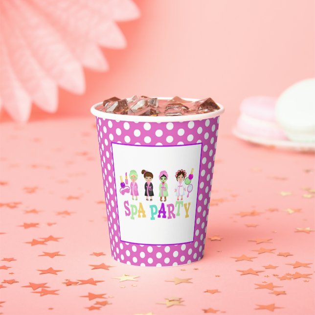 Spa Party Birthday Paper Cup - Girls WH (Insitu)