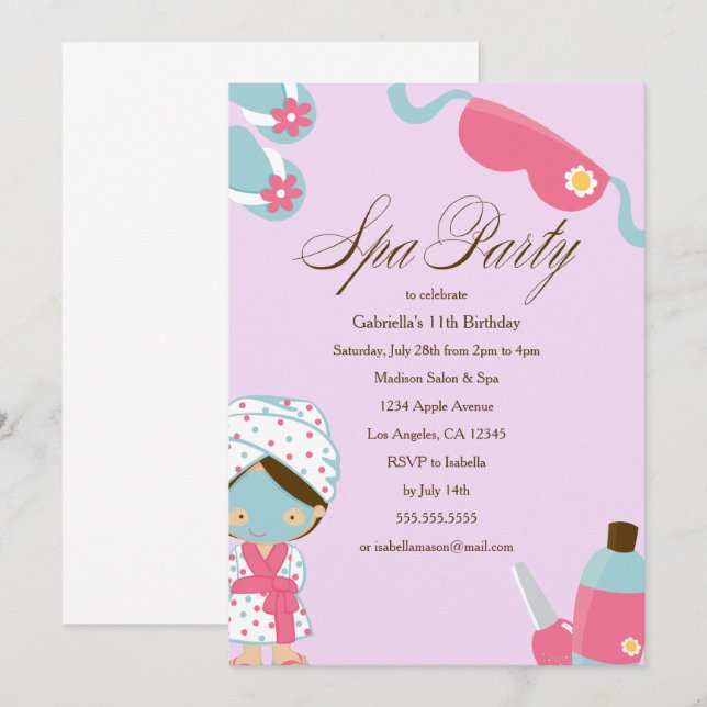 Spa Party | Birthday Party Invitation (Front/Back)