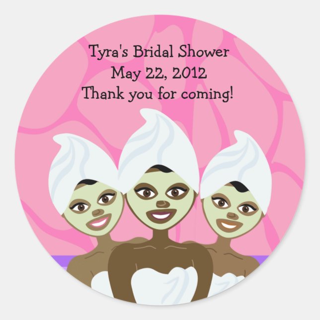 Spa Party Bridal Shower / Birthday Favour Sticker (Front)