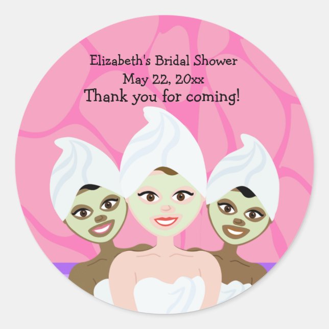 Spa Party Bridal Shower / Birthday Favour Sticker (Front)