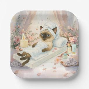Spa Party for Cat Lovers Paper Plate