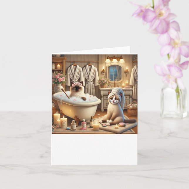 Spa party for Siamese Cat Lovers  Card (Orchid)