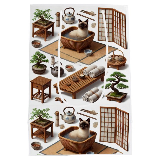 Spa party for Siamese Cat Lovers  Medium Gift Bag (Back)