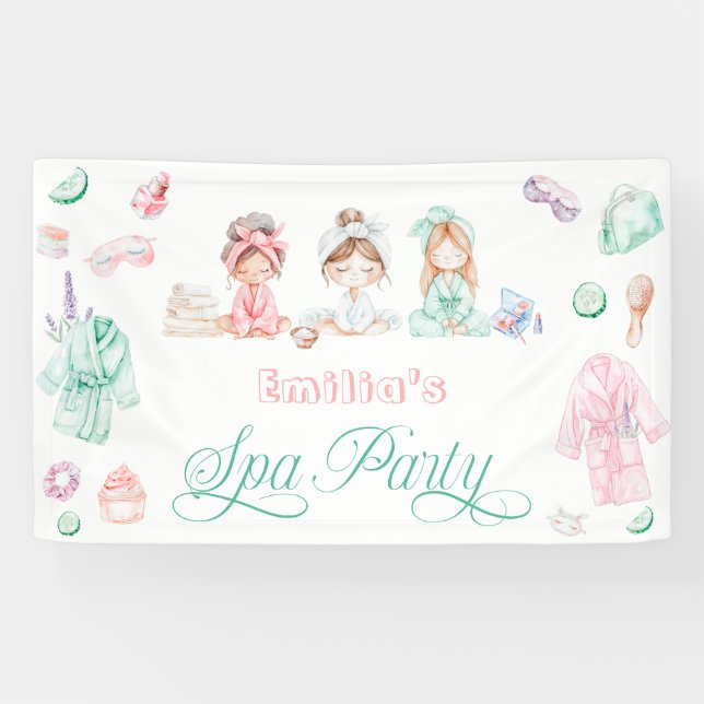 Spa Party Girl Birthday Banner (Horizontal)