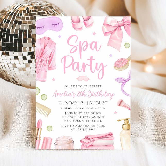 Spa Party Girl Birthday Invitation (Creator Uploaded)