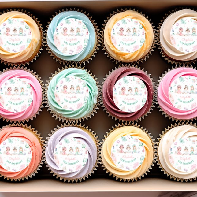 Spa Party Girl Birthday Pastel Classic Round Sticker (Creator Uploaded)