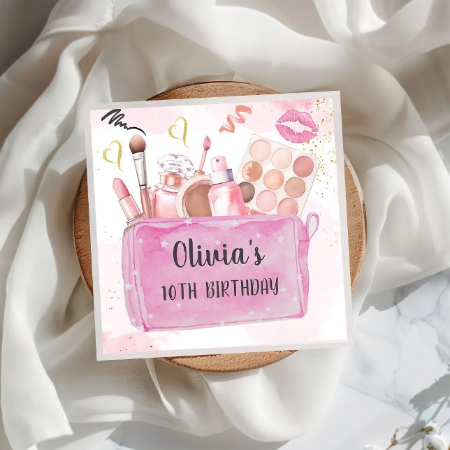 Spa Party Girl Glam Makeup Birthday Napkins (Creator Uploaded)