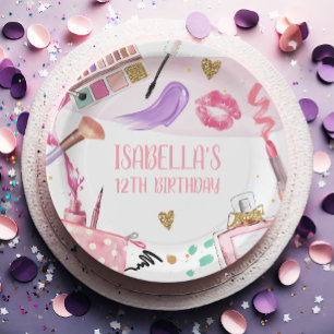 Spa Party Girl Glamour Makeup Birthday Party Paper Plate