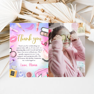 Spa Party Girl Glamour Makeup Birthday Photo Thank You Card
