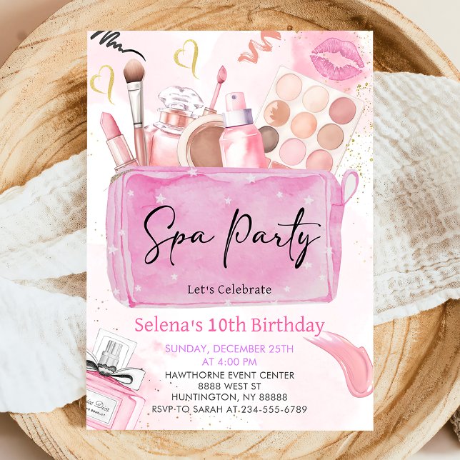 Spa Party Girl Makeup Birthday Party Invitation (Creator Uploaded)