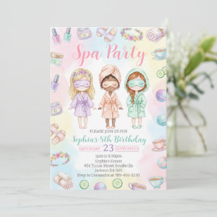 Spa party girls Glam Birthday party Invitation
