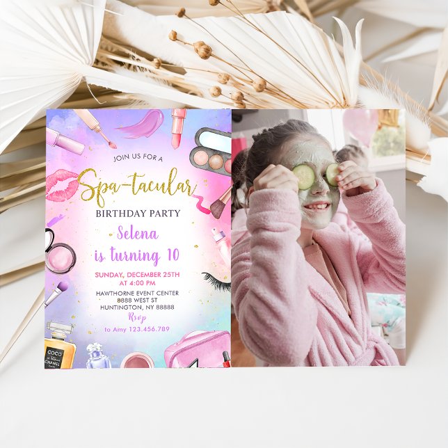 Spa Party Glam Girl Birthday Photo Invitation (Creator Uploaded)