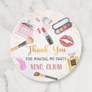 Spa Party Glamour Makeup Birthday Sticker Favour Tags